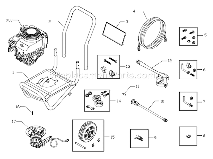 Page A Diagram and Parts List for 020215-0  Briggs and Stratton Pressure Washer